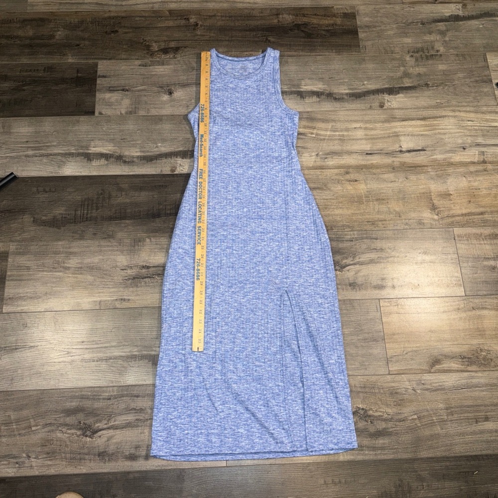 Aerie Blue Heather Maxi Dress Womens Small Petite Racerback Cutout Side Slit - Picture 6 of 10